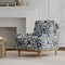 Blue Stain Resistant Performance Pet Friendly Floral Print Upholstery Fabric by The Yard - SKU: Titus Sapphire